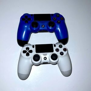 Blue and white ps4 controller